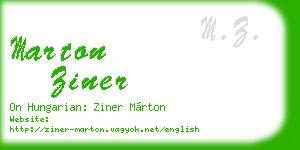 marton ziner business card